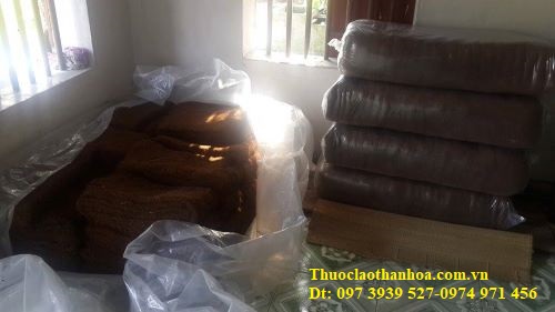 Thuốc lào Thanh Hóa loại êm say, được phơi khô, đóng bao để bảo quản lâu dài